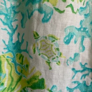 J Jill Love Linen Dress 2x Sea Turtles Print